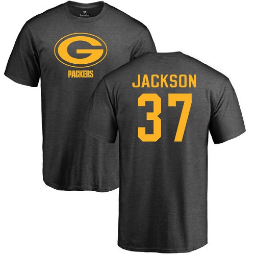 Men Green Bay Packers Ash #37 Jackson Josh One Color Nike NFL T Shirt